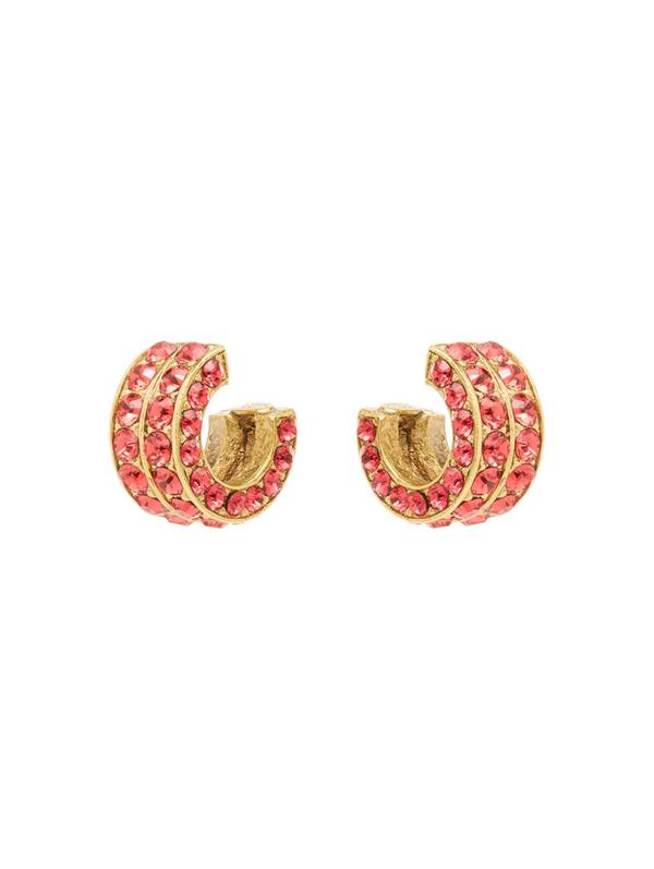 Oscar De La Renta Mini Double Hoop Earrings In Pink