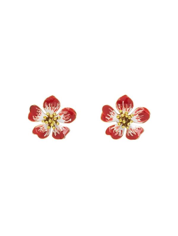 Small Hand-Painted Flower Earrings