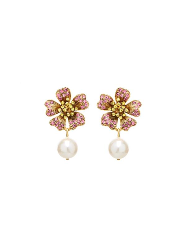 Dotted Petal Pearl Drop Earrings