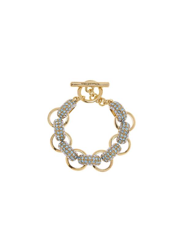 Shop Oscar De La Renta Pavé Crystal Link Bracelet In Aquamarine