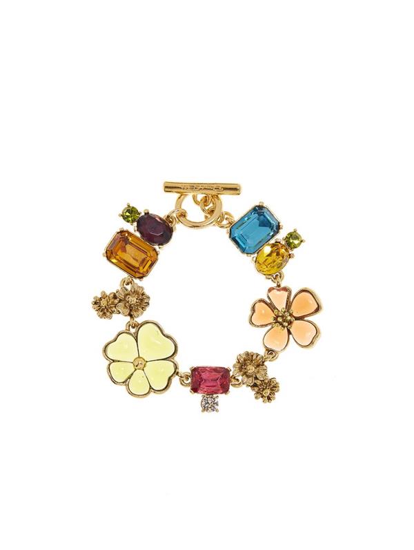 Oscar De La Renta Cloudy Floral-motif Bracelet In Gold