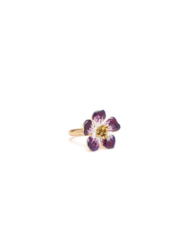 Oscar De La Renta Small Hand-painted Flower Ring In Purple