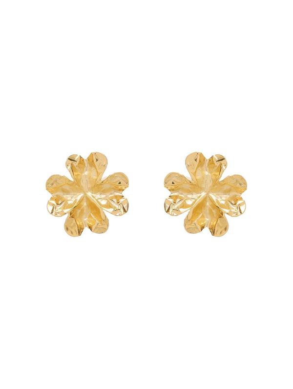 Shop Oscar De La Renta Crushed Clover Earrings In Gold