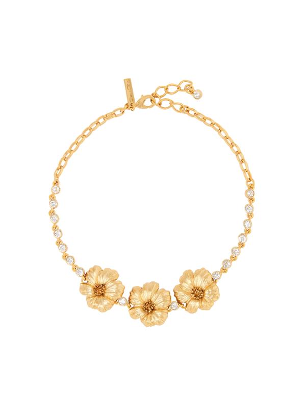 Oscar De La Renta Crystal Poppy Necklace In Gold
