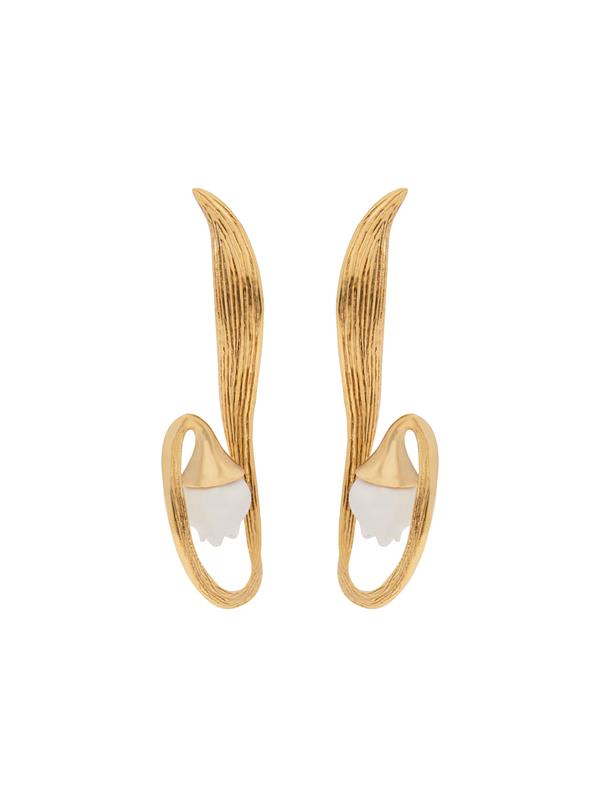 Shop Oscar De La Renta Lily Of The Valley Clip-on Earrings In Pearl