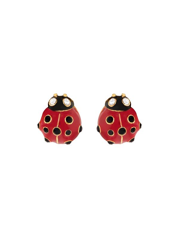 Oscar De La Renta Enamel Ladybug Earrings In Red