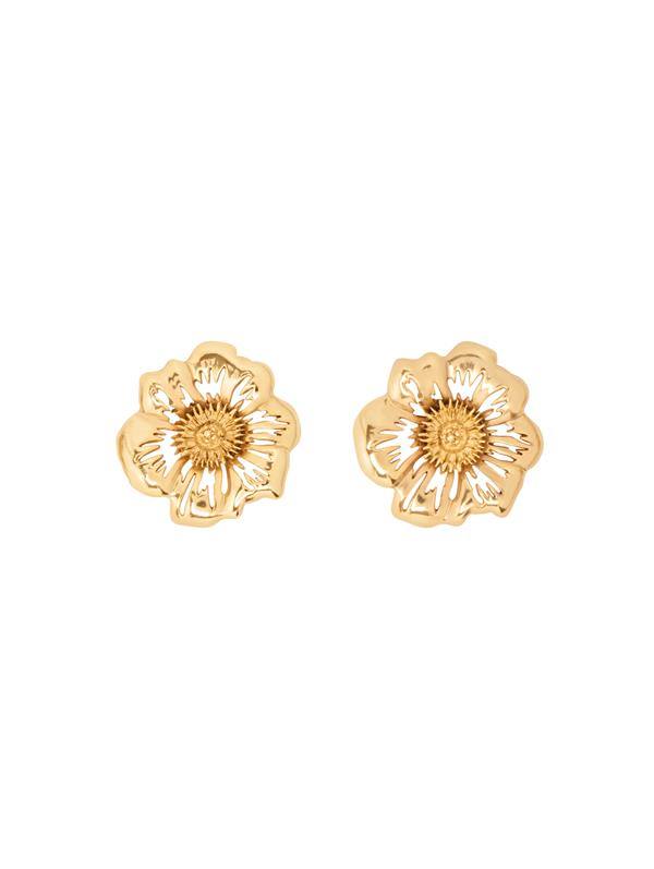Oscar De La Renta Large Poppy Earrings In Gold