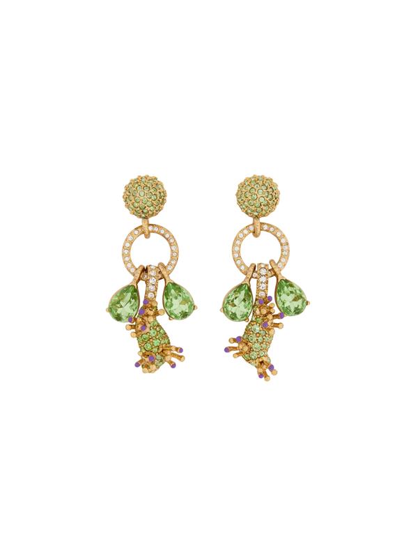 Oscar De La Renta Cactus Chain Link Drop Earrings In Green Multi