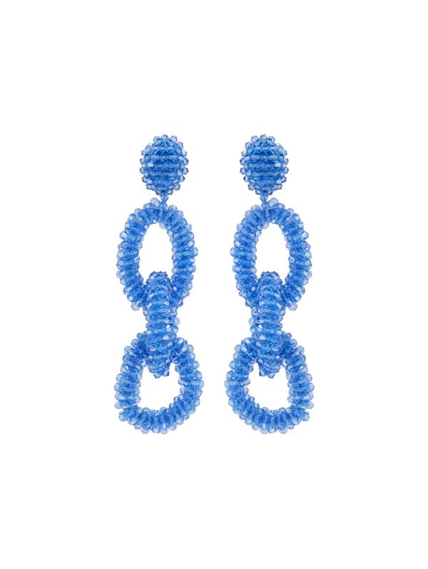 Oscar De La Renta Beaded Chain Link Clip-on Earrings In Blue
