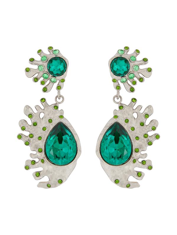 Shop Oscar De La Renta Pear-shaped Cactus Earrings In Emerald