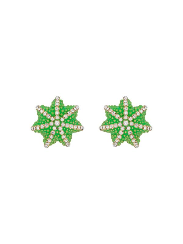 Shop Oscar De La Renta Enamel Cactus Ball Earrings In Green