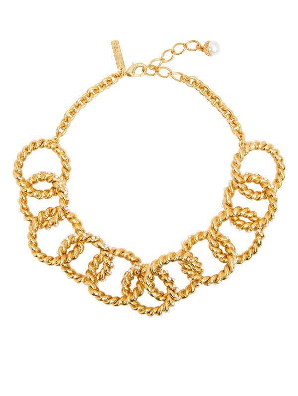 Shop Oscar De La Renta Golden Rope Necklace In Pearl