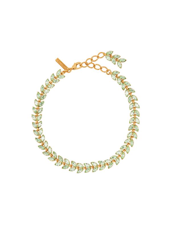 Shop Oscar De La Renta Crystal Leaves Necklace In Chrysolite