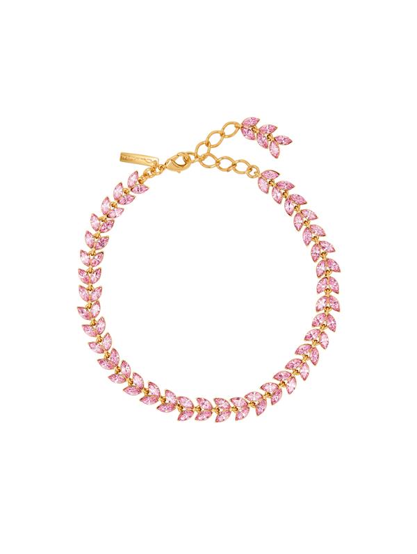 Shop Oscar De La Renta Crystal Leaves Necklace In Rose