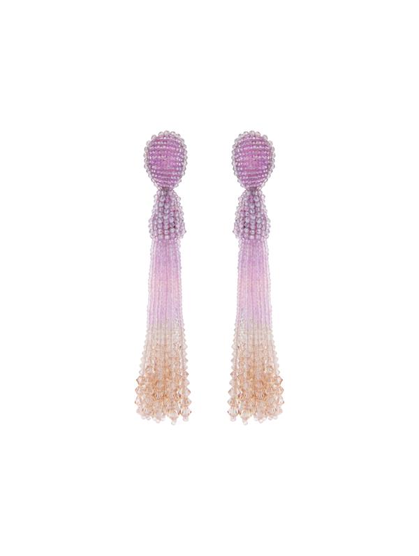Shop Oscar De La Renta Beaded Ombré Tassel Clip-on Earrings In Purple