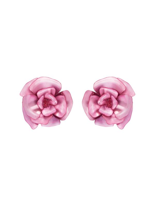 Shop Oscar De La Renta Gardenia Plexi Clip-on Earrings In Pink