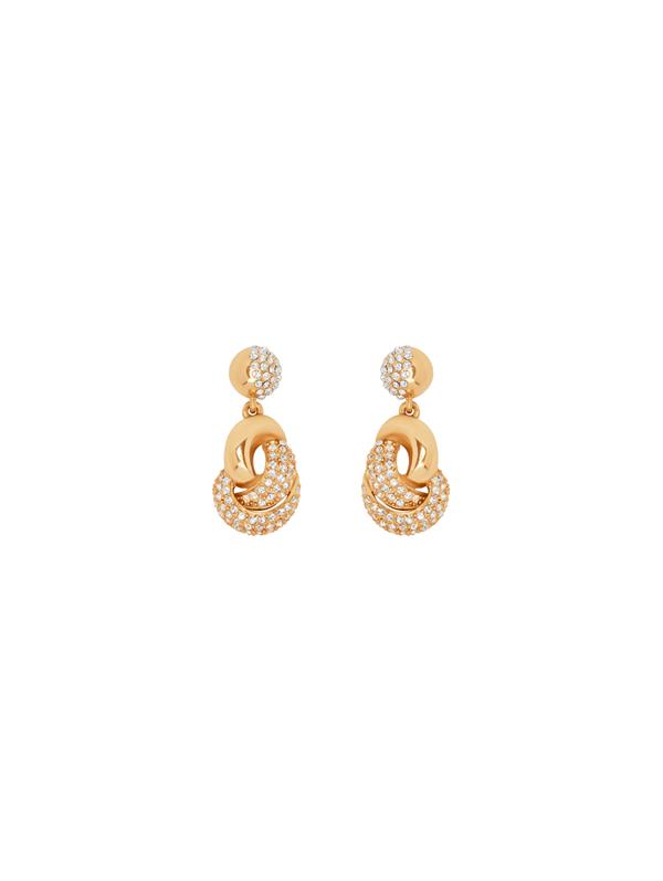 Shop Oscar De La Renta Love Knot Drop Earrings In Crystal