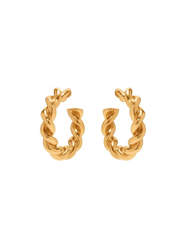 Shop Oscar De La Renta Large Rope Hoop Earrings In Gold