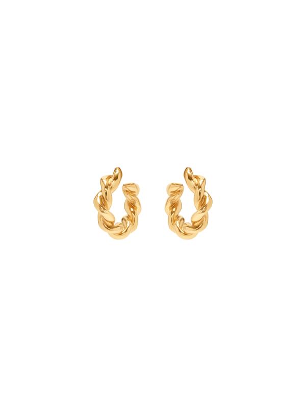 Shop Oscar De La Renta Small Rope Hoop Earrings In Gold