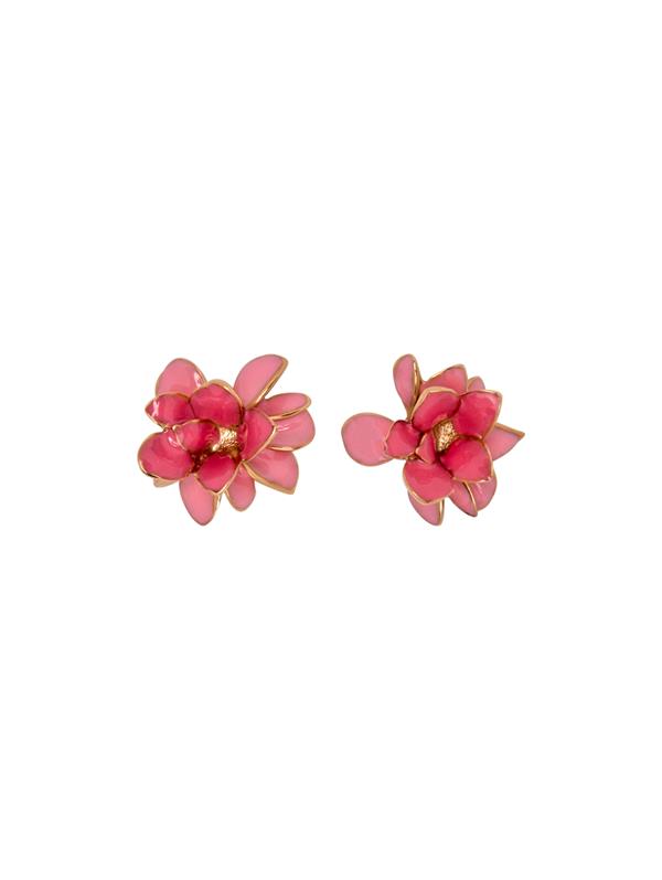 Shop Oscar De La Renta Enamel Flower Stud Earrings In Pink