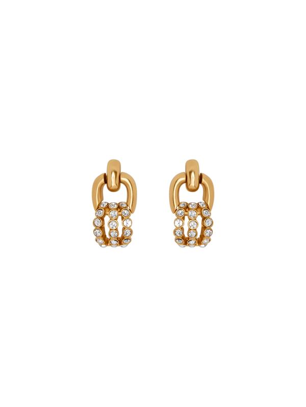 Shop Oscar De La Renta Pavé Link Earrings In Crystal