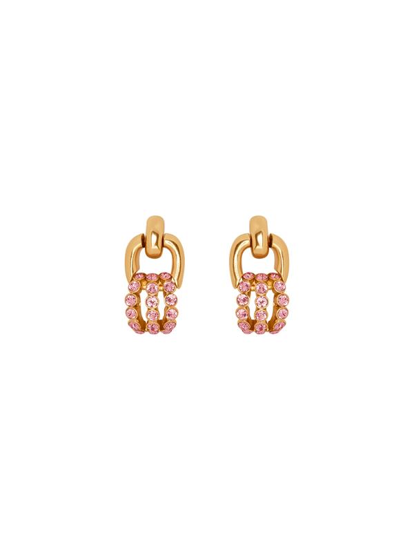 Shop Oscar De La Renta Pavé Link Earrings In Rose