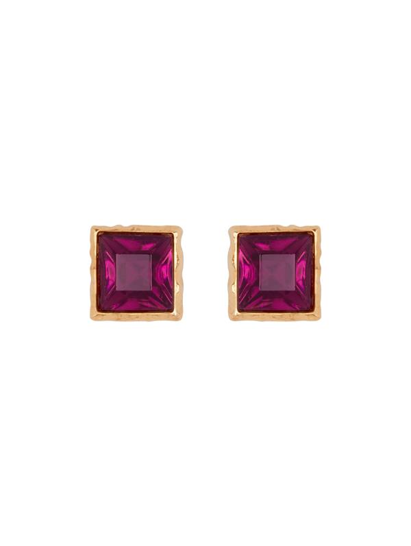 Shop Oscar De La Renta Square Crystal Earrings In Amethyst