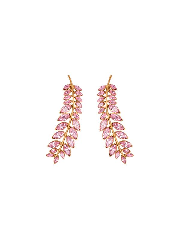 Shop Oscar De La Renta Crystal Branch Earrings In Rose