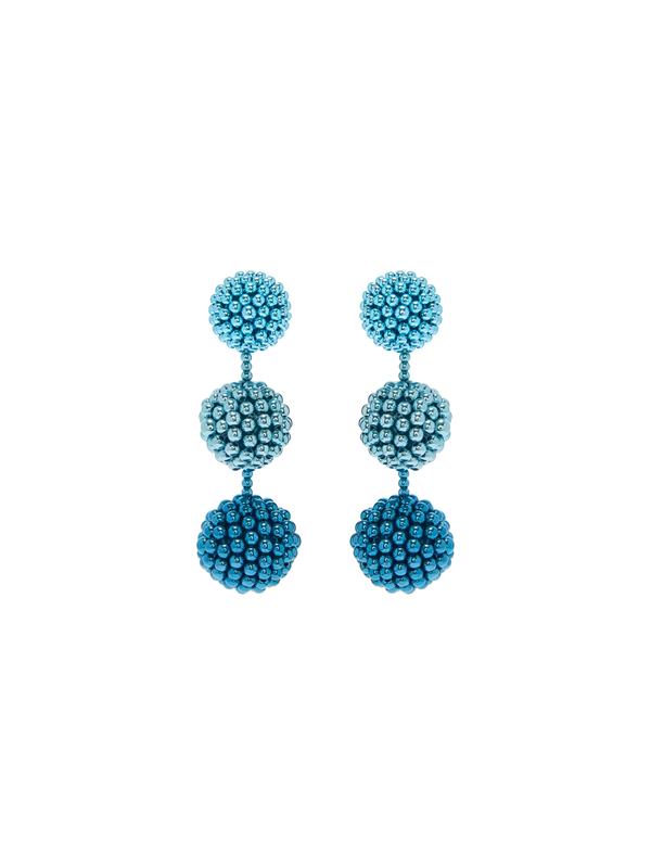Shop Oscar De La Renta Beaded Sphere Clip-on Earrings In Blue