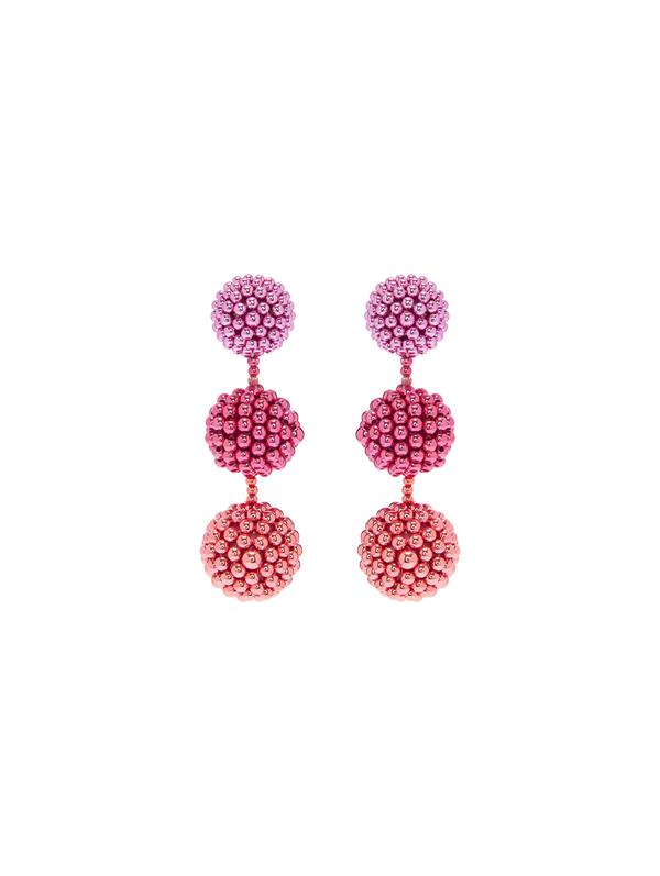 Shop Oscar De La Renta Beaded Sphere Clip-on Earrings In Pink