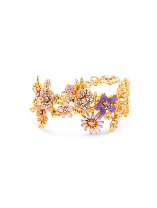 Shop Oscar De La Renta Enamel Flower Garden Bracelet In Pink Multi