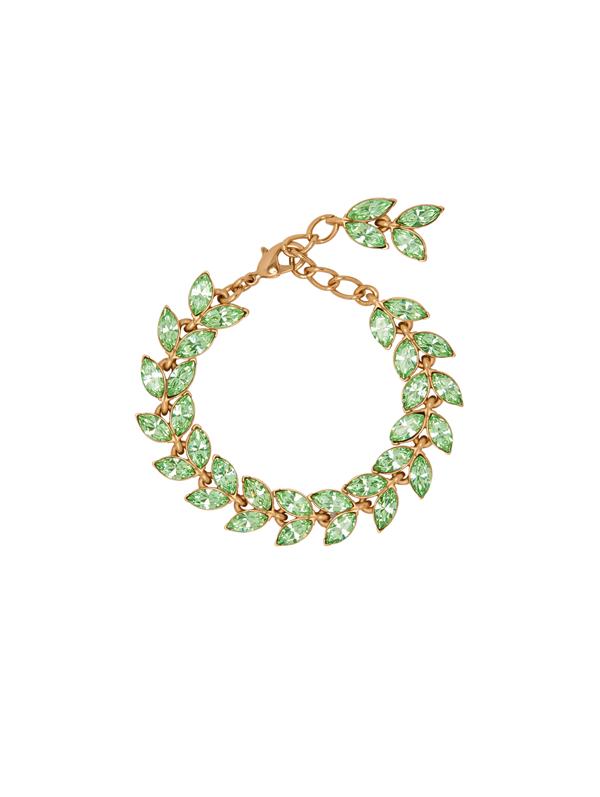 Shop Oscar De La Renta Crystal Leaves Bracelet In Chrysolite
