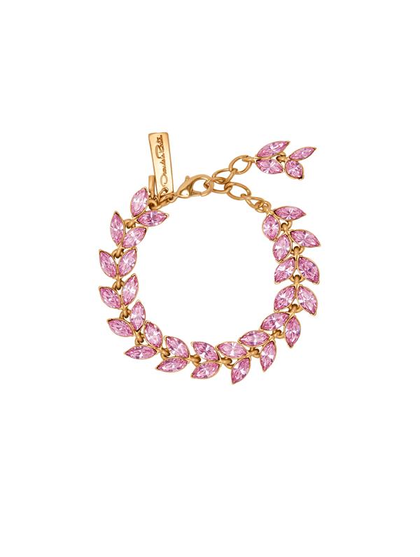 Shop Oscar De La Renta Crystal Leaves Bracelet In Rose