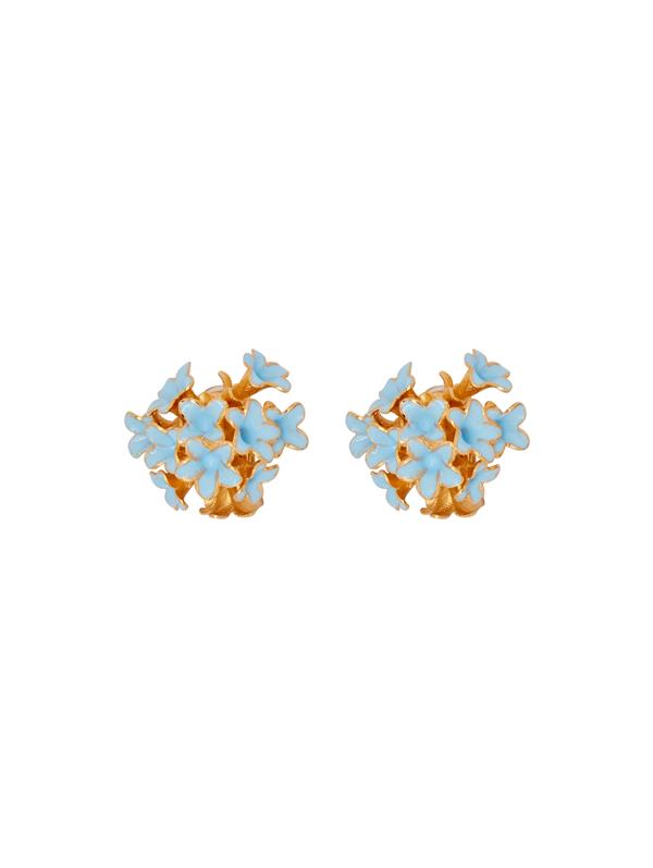 Shop Oscar De La Renta Enamel Bouquet Button Earrings In Blue