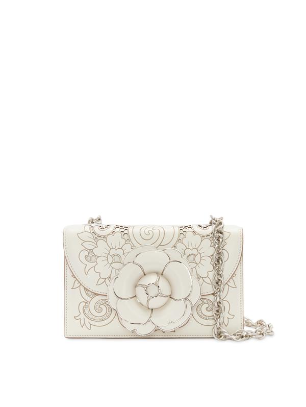 Oscar De La Renta Tro Floral-appliqué Shoulder Bag In Ivory