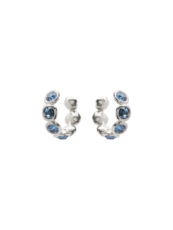 Round Stone Hoop Earrings