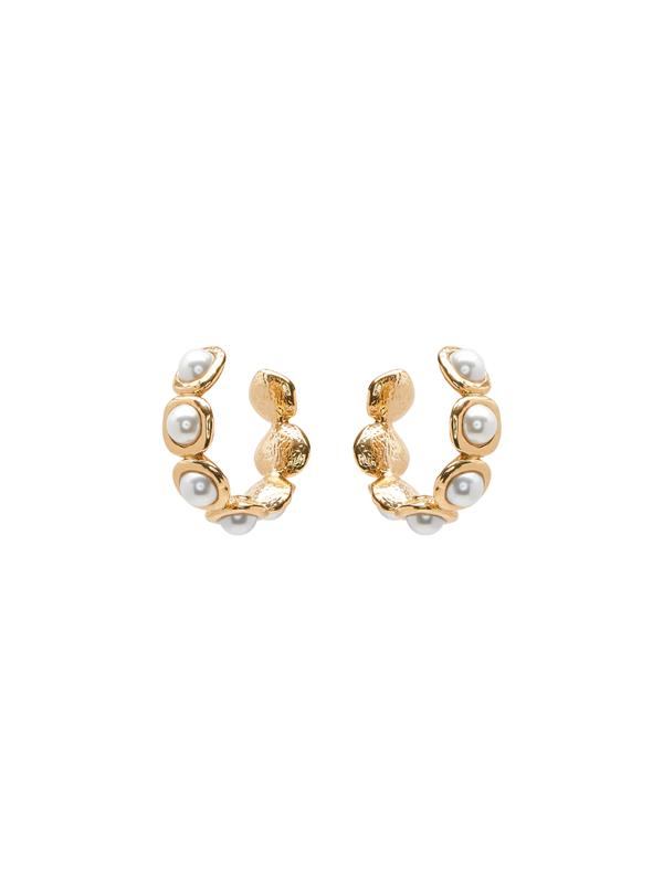 Pearl Sphere Hoop Clip-On Earrings
