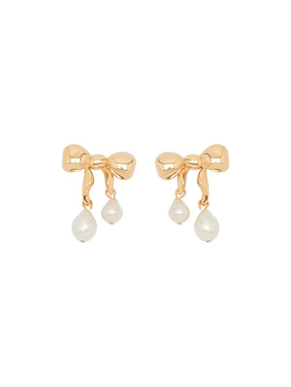 Heart & Bow Pearl Earrings