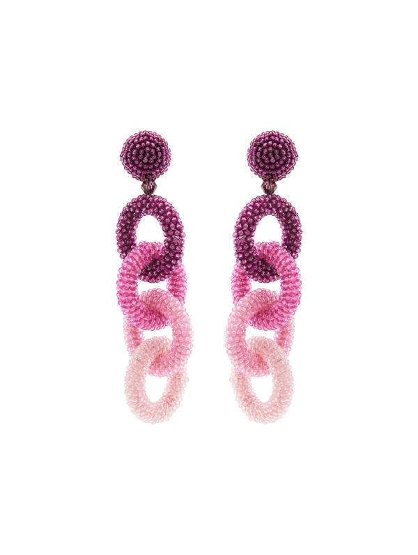 Beaded Chain-Link Clip-On Earrings