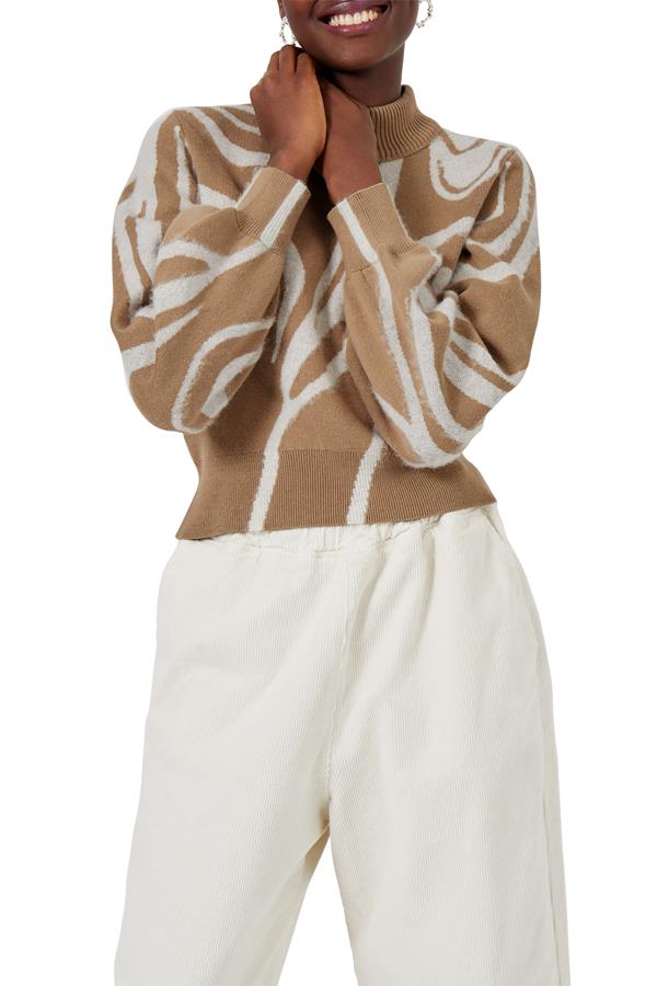 Maryssa Jacquard Multi Camel Sweater