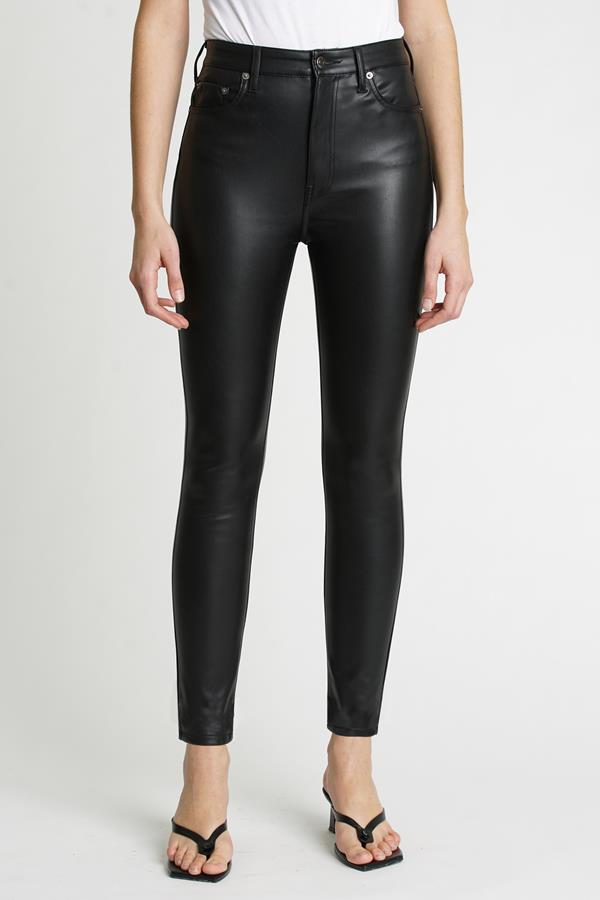 A-line High Rise Skinny Pant In Slate Black Leather