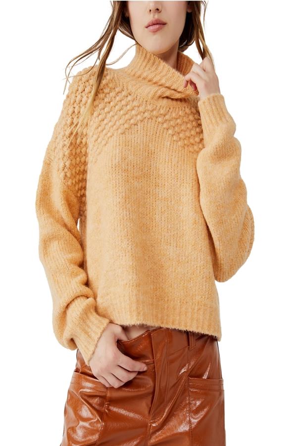 Bradley Popcorn Sleeve Turtleneck Sweater