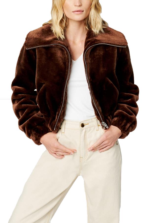 Self Care Zip Up Fur Jacket