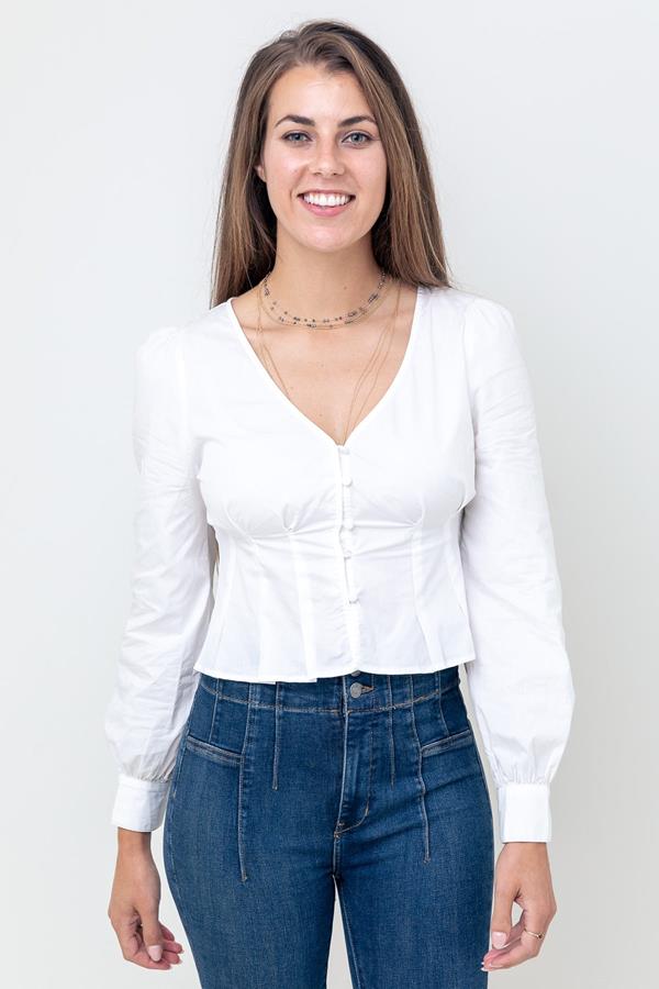 LONG SLEEVE CORSET TOP WHITE | South Moon Under