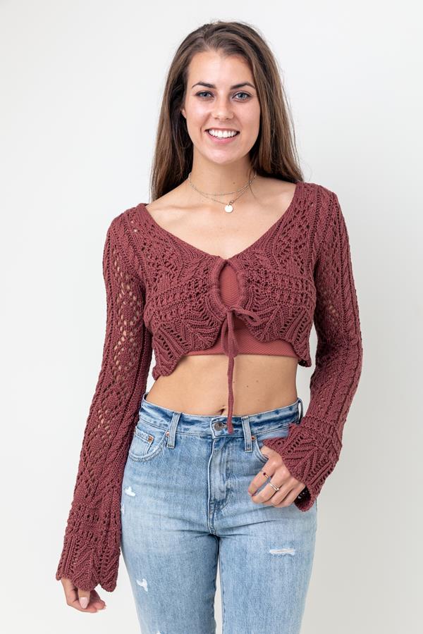 Long Sleeve Crochet Stitch Cardigan
