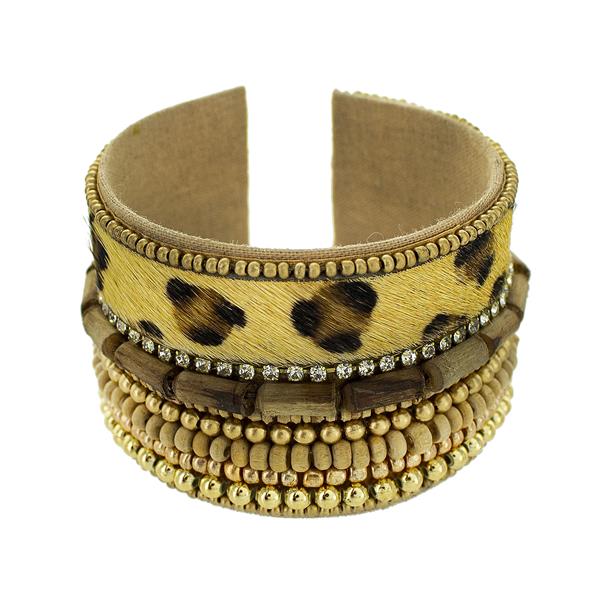 Leopard and Crystal Cuff