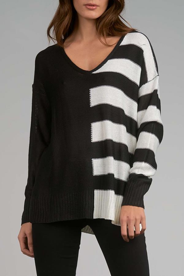 Long Sleeve V-Neck Colorblock Stripe Pullover