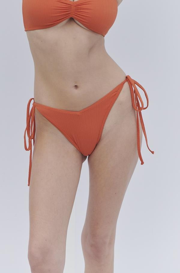 Burnt Orange Connor Plisse Tie Bikini Bottom