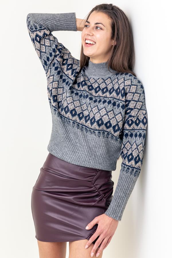 Livia Fairisle Mock Sweater