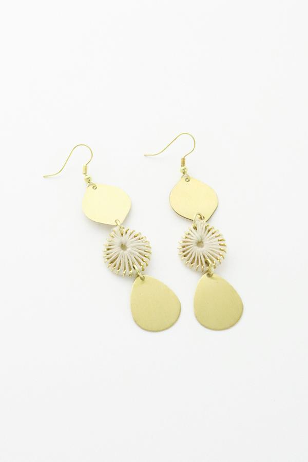Gold and Natural Linear Boho Drop Earring